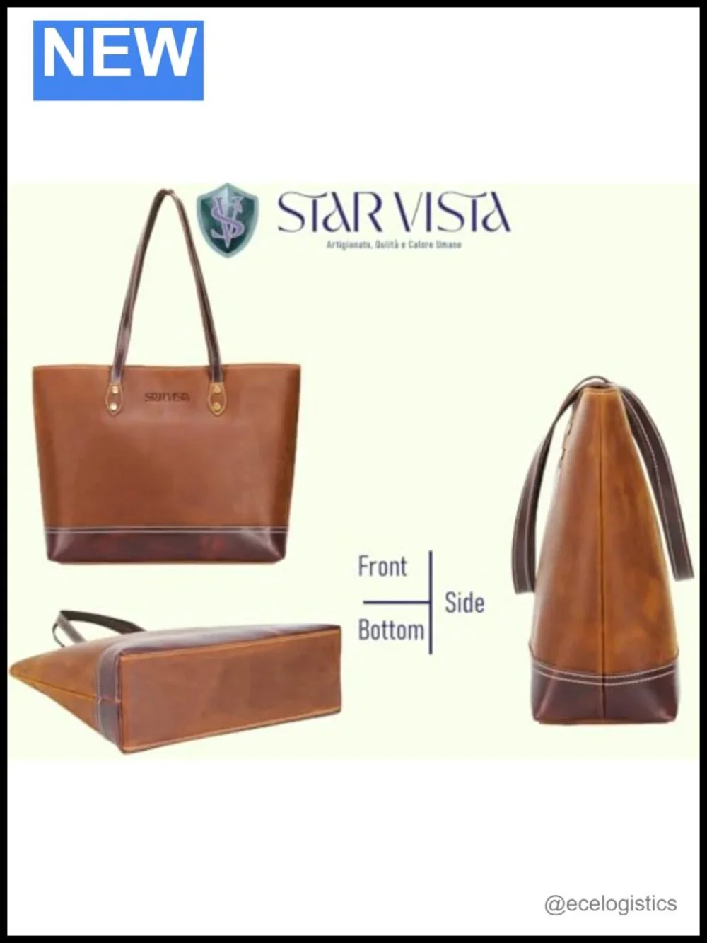 Vintage Full Grain Leather Tote Satchel Handbag Women's Shoulder Bag YKK